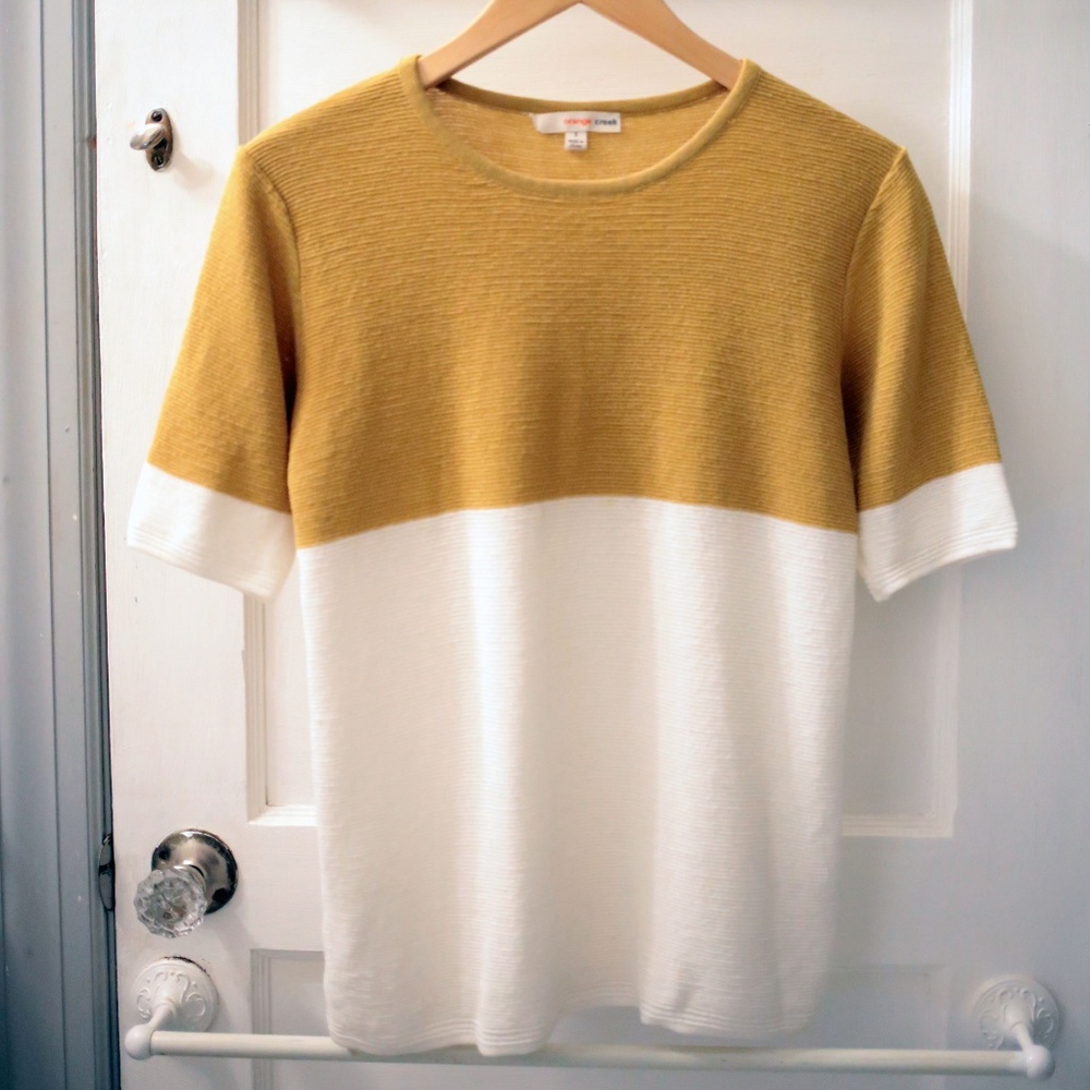 Roolee Coconut Color Block Top in Mustard